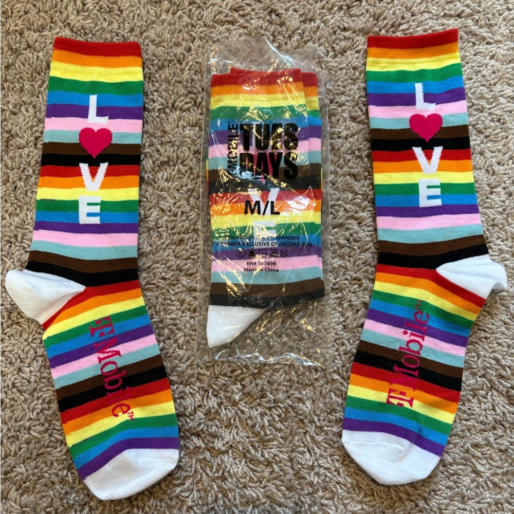 New T-Mobile Rainbow Stripey Pride Socks